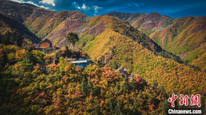 深秋，位于蘭州市榆中縣的興隆山，似打翻調(diào)色板。金峯 攝