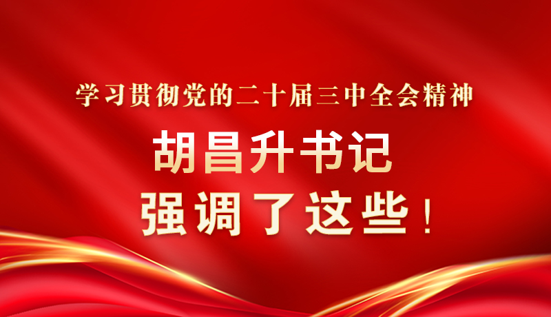 圖解|學(xué)習(xí)貫徹黨的二十屆三中全會精神 胡昌升書記強(qiáng)調(diào)了這些！